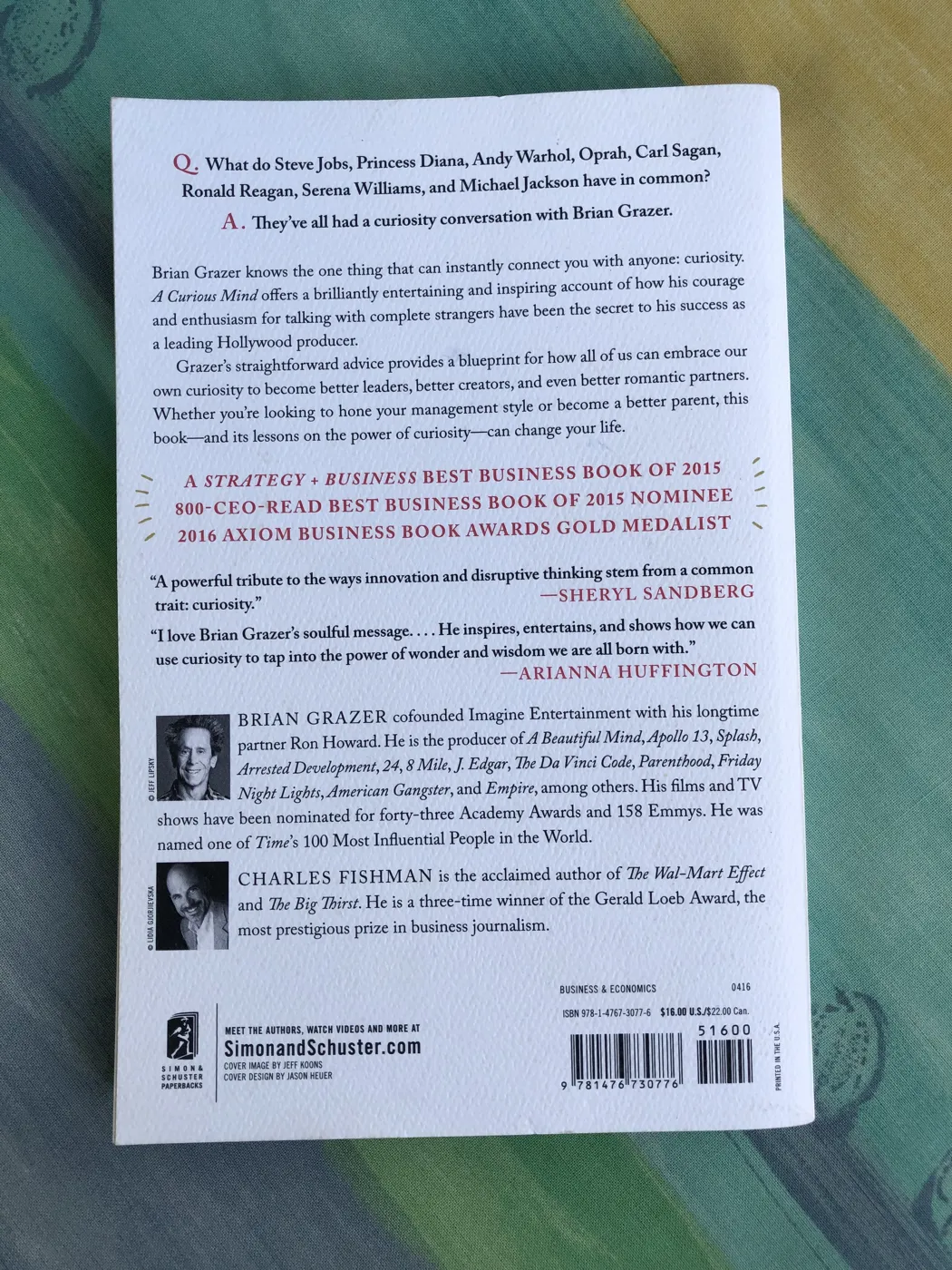 The back cover of A Curious Mind