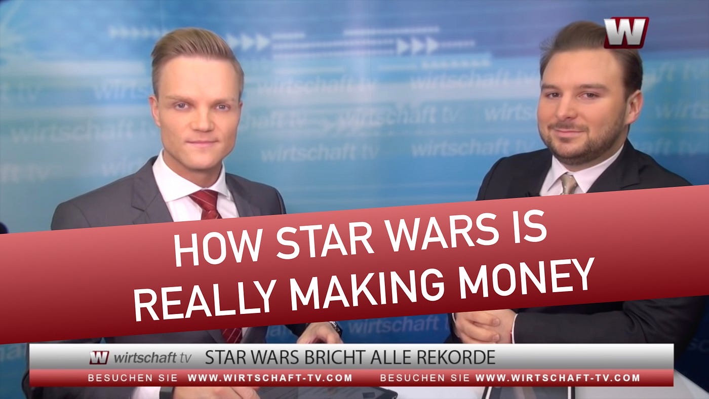 Manuel Koch and Tobias Jaeger in the Wirtschaft TV studio, with the title “How Star Wars is really making money”