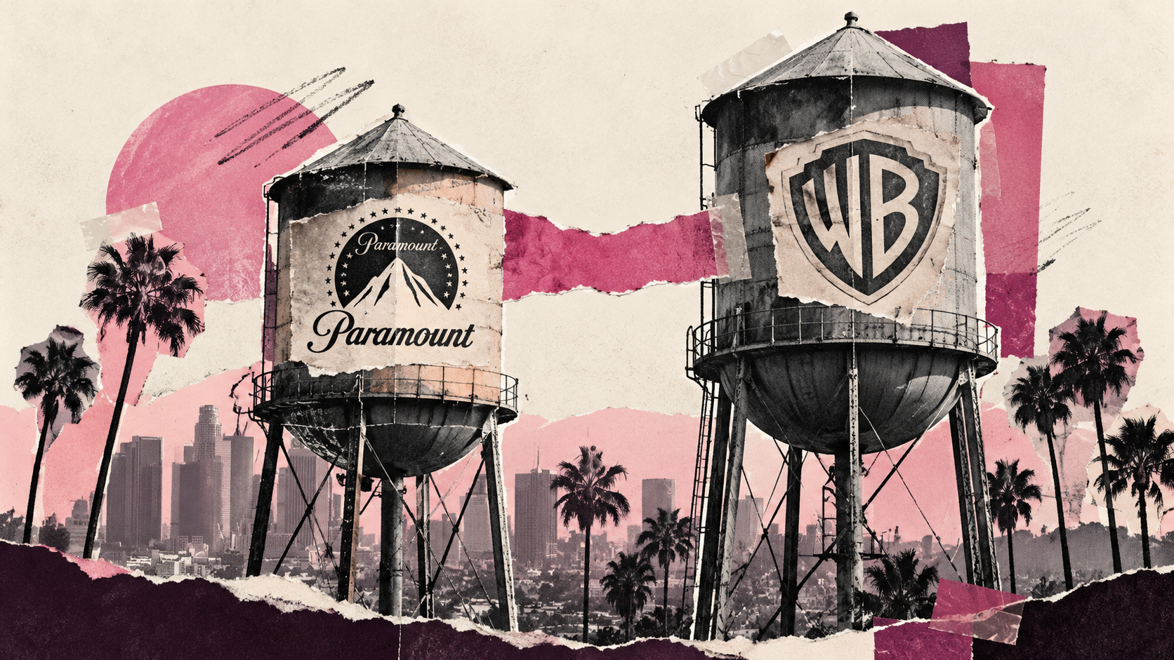 Original Media CFO editorial collage illustrating: Paramount launches $44.4bn notes offering to fund WBD deal