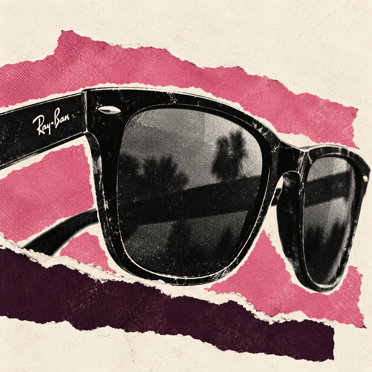 Original Media CFO editorial collage illustrating: Warner seeks damages over eyewear brands’ social music use