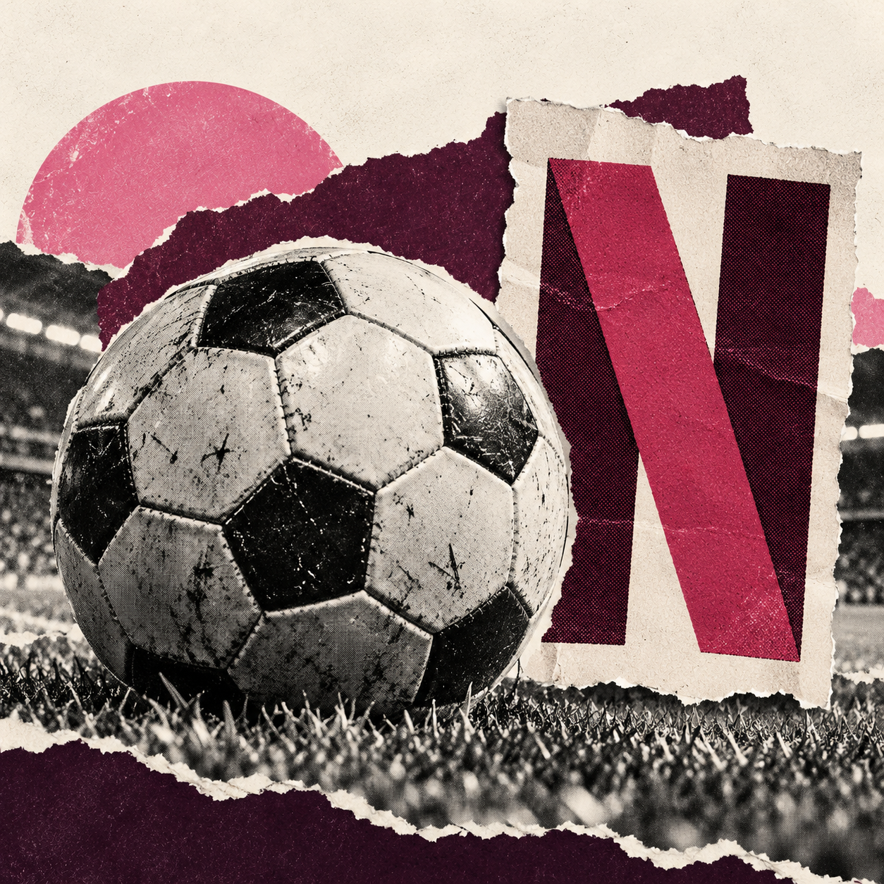 Original Media CFO editorial collage illustrating: Netflix adds the 2030 World Cup in Spain and Andorra